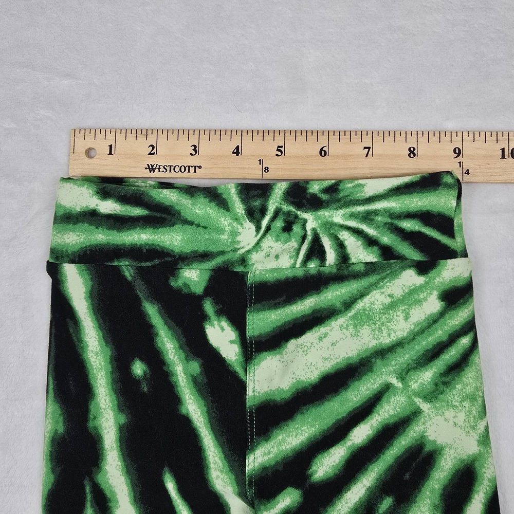 LuLaRoe Kids S/M Leggings Green Black Tie Dye Soft Stretchy Full Length Pants - Picture 4 of 7